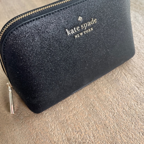 NWT kate spade Black Glitter Shimmy Small Cosmetics Bag NWT - Picture 10 of 11